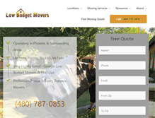 Tablet Screenshot of lowbudgetmovers.net